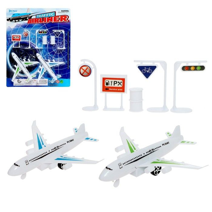 Игровой набор Аэропорт, 2 самолёта, дорожные знаки #1