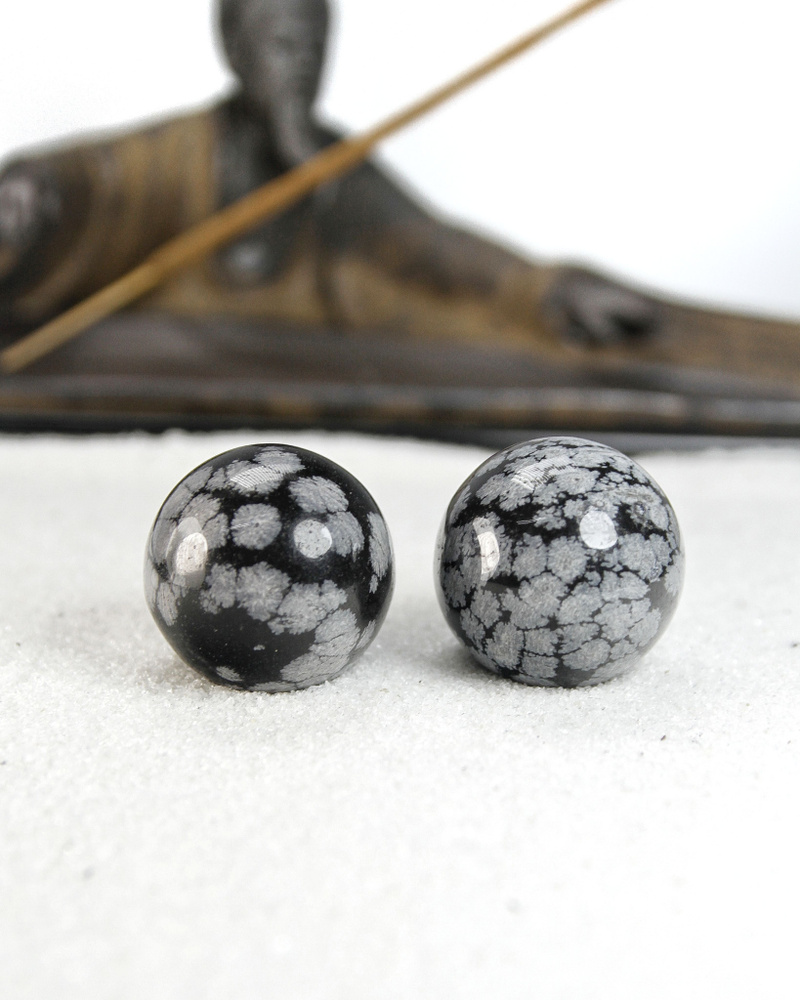 Массажные шары Баодинг Снежный обсидиан - диаметр 29-30 мм, натуральный камень, 2 шт - для стоунтерапии, #1