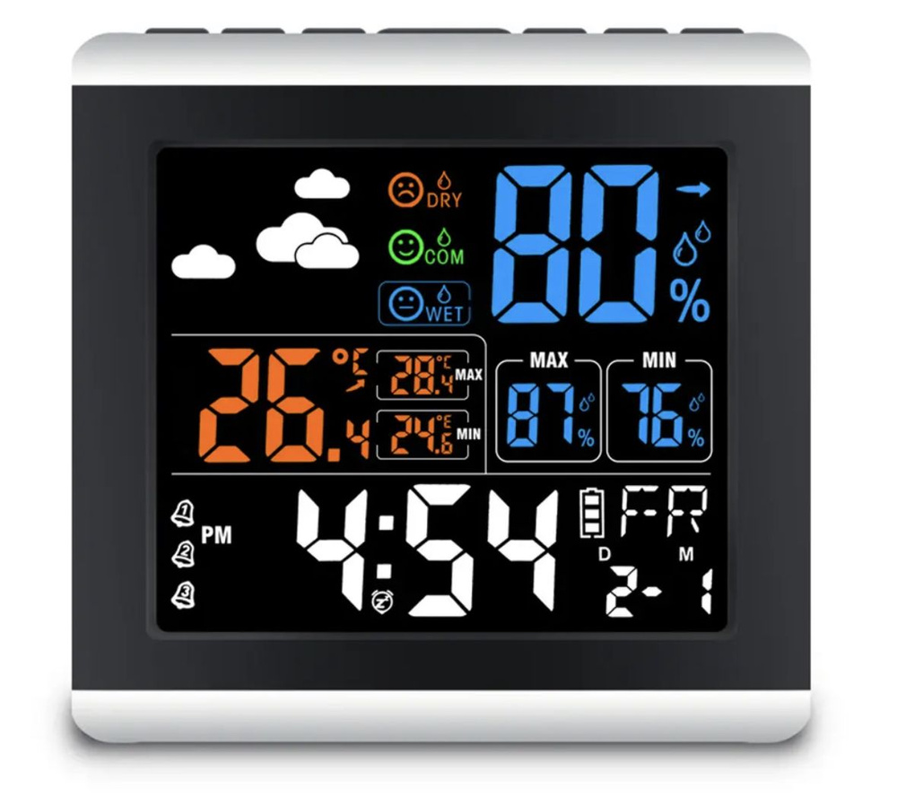 Цифровой будильник с календарем ,термометром и гигрометром влажности .  #1