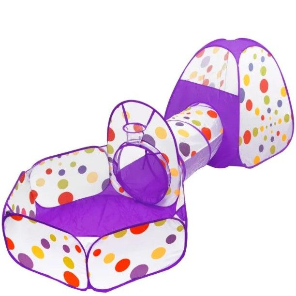 Сухой бассейн для шариков 3 в 1 Игрокат Рури XL с тоннелем и палаткой бело-фиолетовый  #1