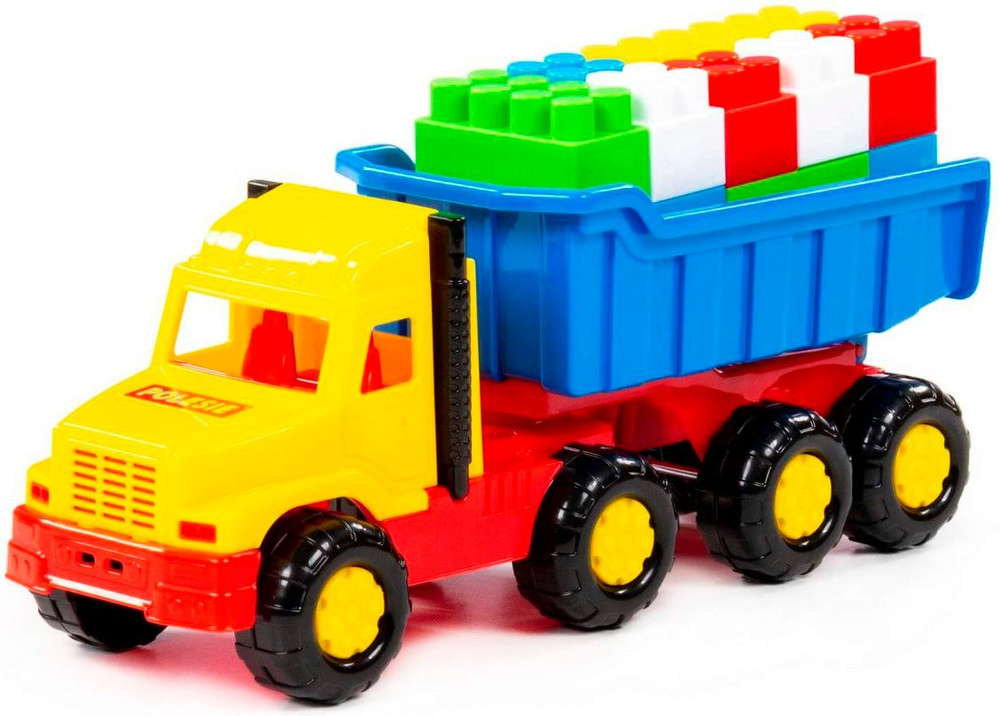 Машина "Фаворит" и конструктор пластиковый "Строитель" для детей, игровой набор из 17 цветных деталей #1