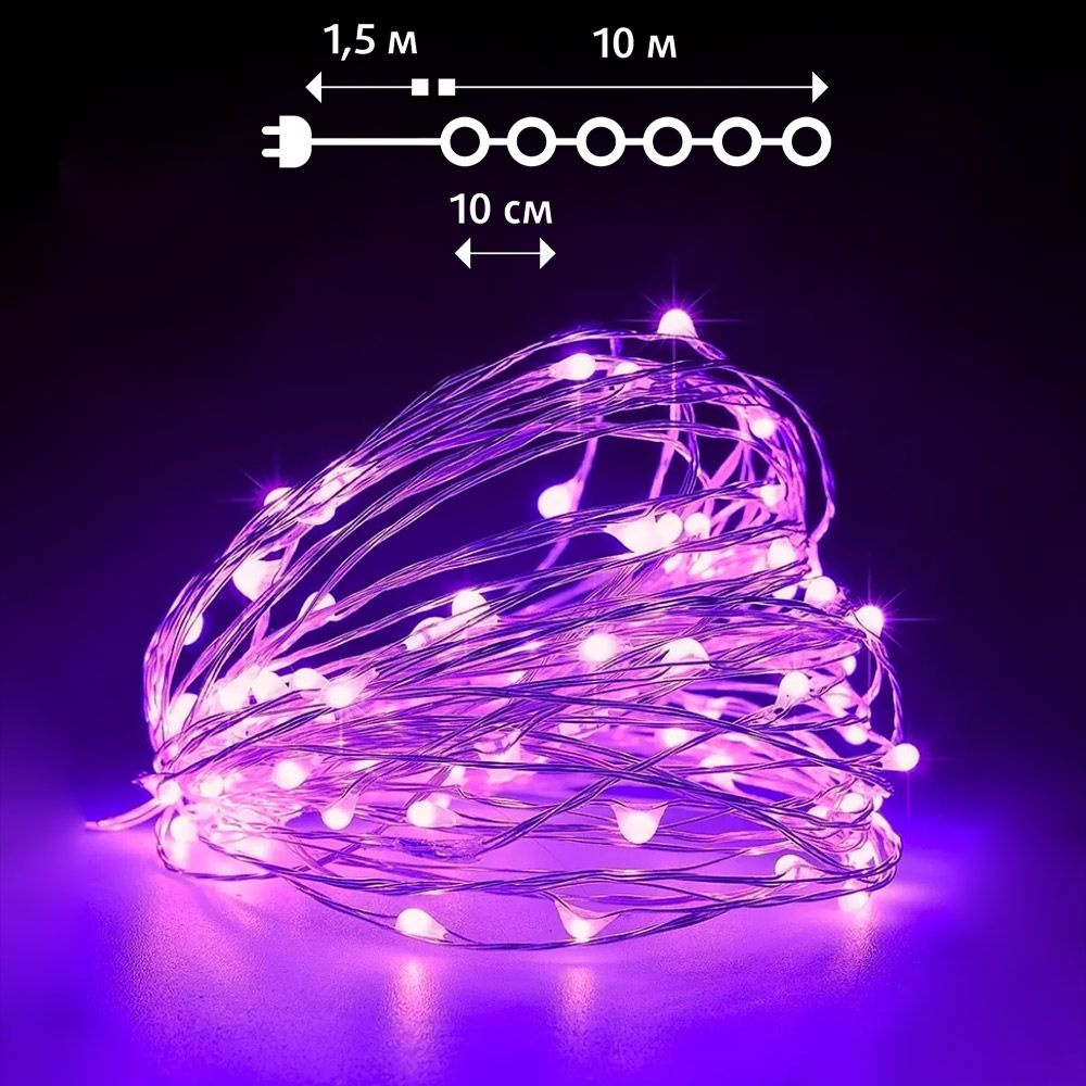 Световая декорация "Нить" SH Lights LDM100PK 10 метров 100 розовых минисветодиодов  #1