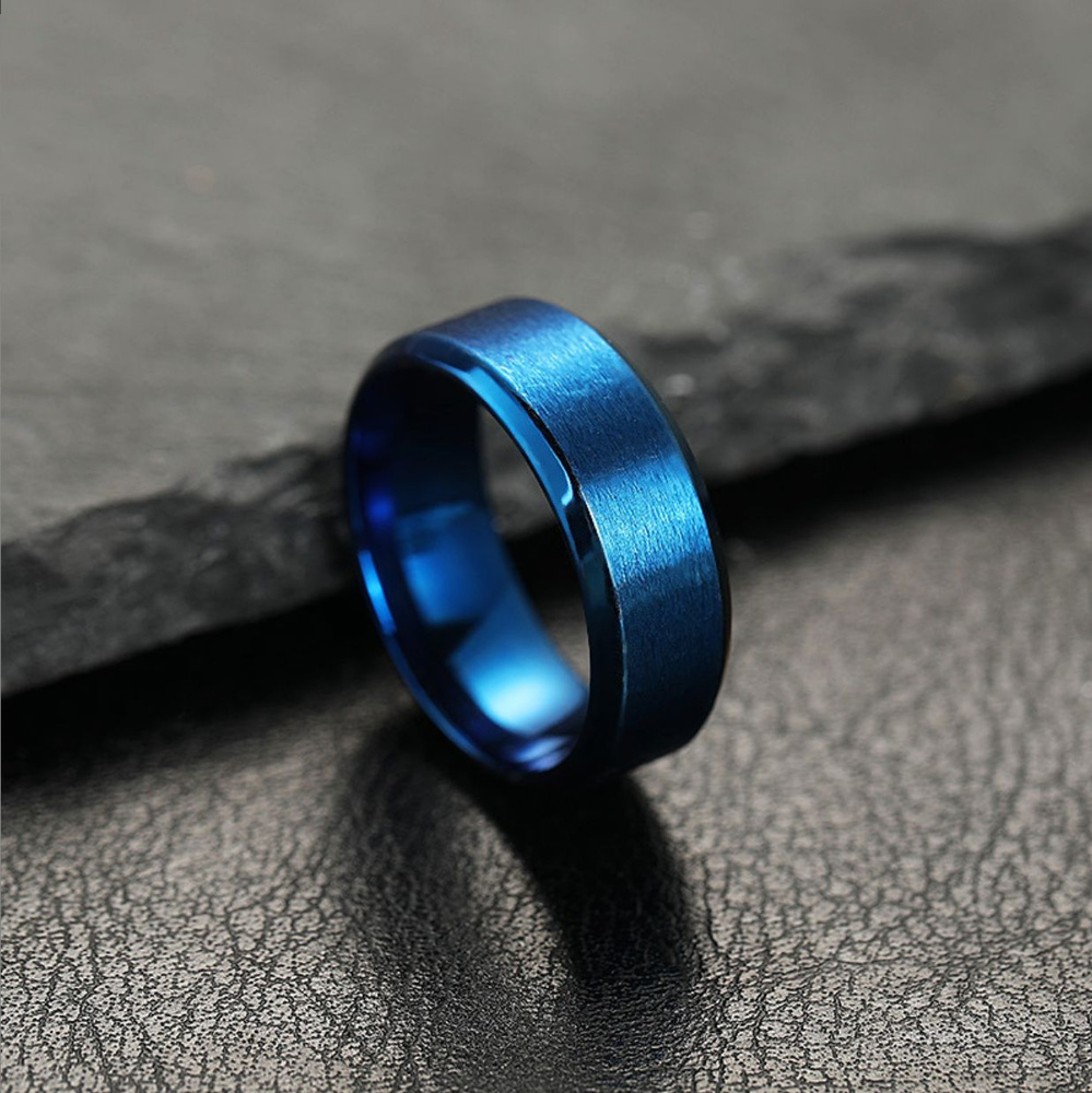Кольцо широкое, унисекс, цвет синий, ширина 8 мм, размер 22  #1