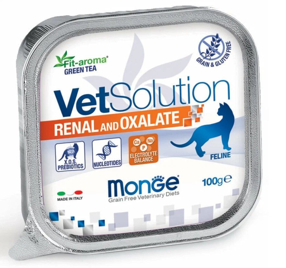 4649 MONGE Vetsolution Renal and Oxalate Ветеринарный паштет для кошек при мочекаменной болезни и оксалатных #1