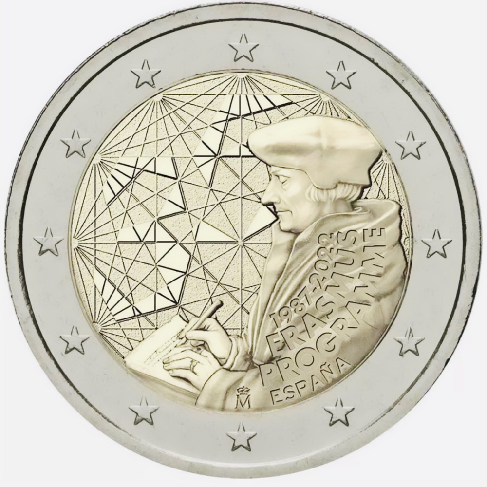 Монета 2 евро 35 лет программе Эрасмус. Испания 2022 UNC #1