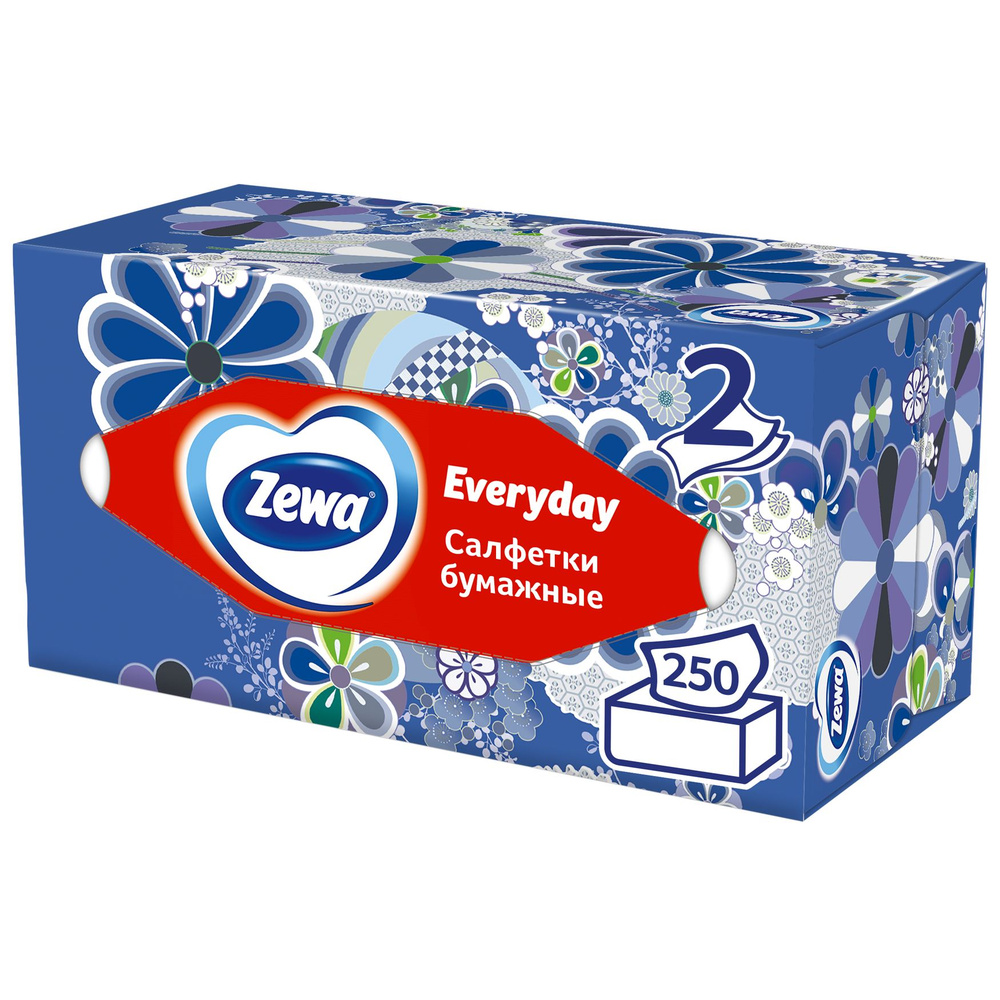 Салфетки бумажные в коробке Zewa Everyday, 2 слоя, 250 шт. #1