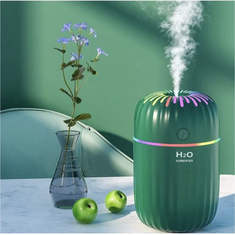 Увлажнитель воздуха H2O с подсветкой, ночник. Зеленый. #1