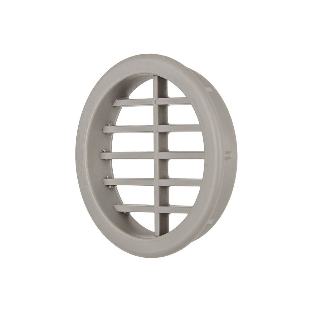 Вентиляционная решетка круглая пластиковая диаметр 47мм, цвет Серый , для мебели, кухни, цоколя, подоконника #1