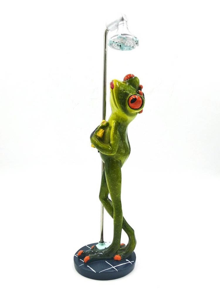 Лягушка статуэтка "В душе" Фигурка лягушка 23х6х6см, для интерьера, декора, дома. Подарок, сувенир.  #1