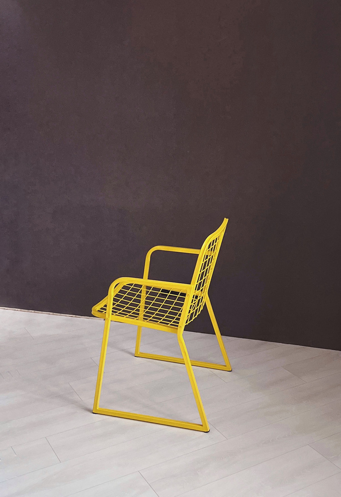 Стул в стиле лофт / кресло дизайнерское металлическое loft / стул для кафе / в фотостудию, желтый, МОДЕЛЬ-2 #1