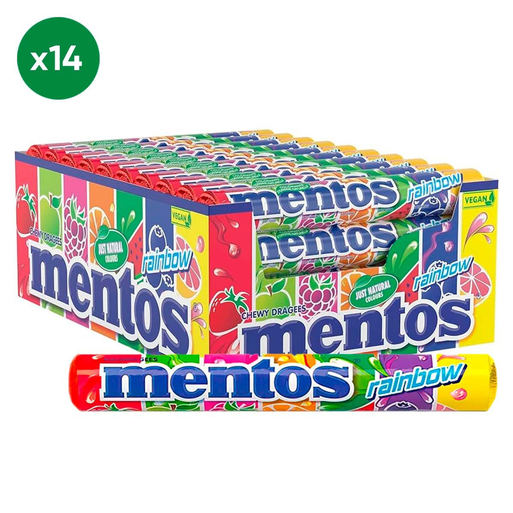 Жевательные конфеты Mentos Roll Rainbow со вкусом фруктов (Индонезия), 29 г (14 шт)  #1