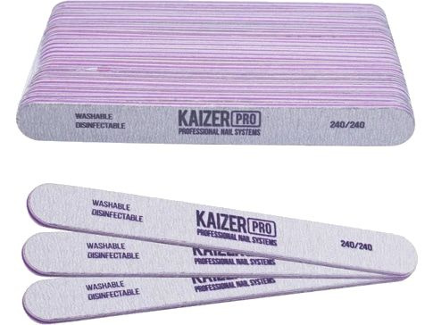 Пилка для ногтей 240/240 Kaizer Professional plastic-based file, soft, straight, length 180 mm., color #1