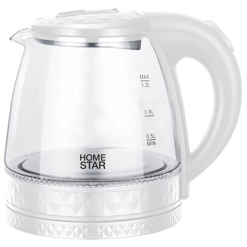 Чайник Homestar HS-1053 (1,2 л.) стекло, пластик белый #1