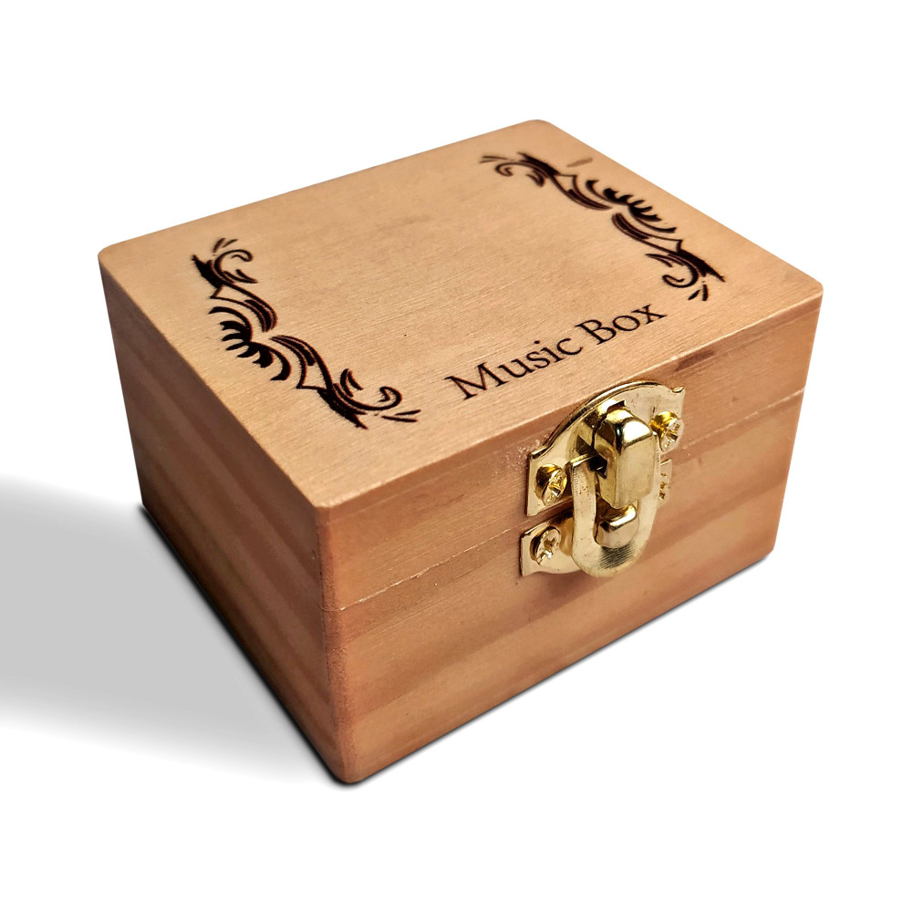 Музыкальная деревянная шкатулка-шарманка Music Box светлая с мелодией happy birthday С днём рождения! #1
