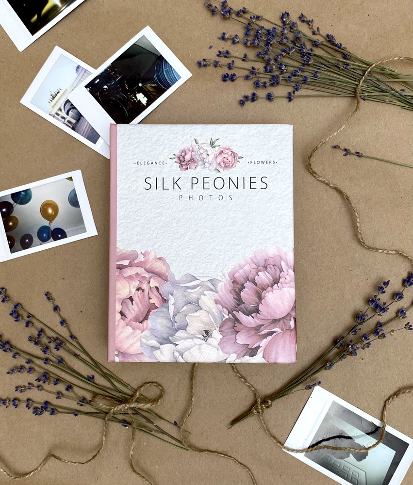 Фотоальбом на 100 фото 10х15 см с кармашками, "silk peonies" Пионы на шелке  #1