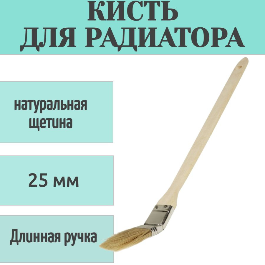 Кисть для радиатора Эконом 25 мм, натуральное волокно, длинная ручка и  специальный изгиб инструмента позволяют окрашивать труднодоступные места и  детали качественно и равномерно. купить по выгодной цене в  интернет-магазине OZON (304815631)