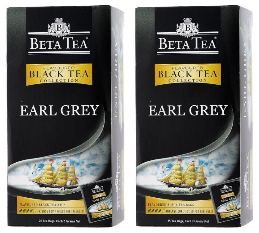 Beta Tea Чай черный байховый Earl Grey, с бергамотом, 25 пакетиков, 2 уп  #1