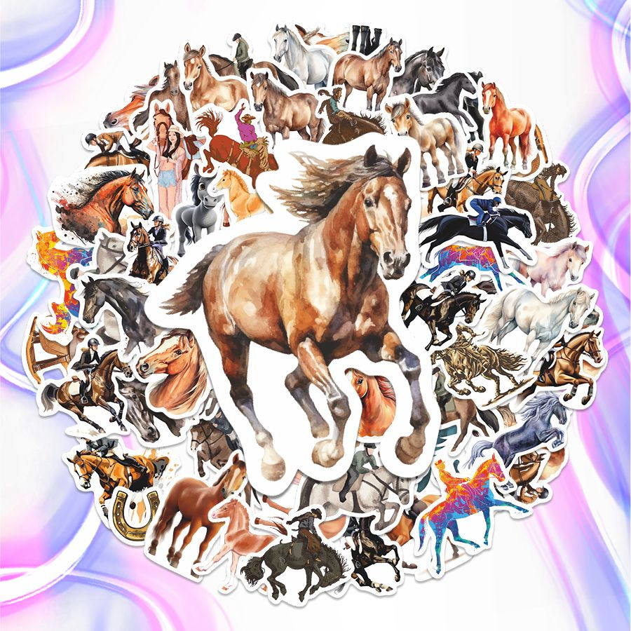 Наклейки, лошади, конный спорт, Stickeria, для творчества и декора, 50 штук  #1
