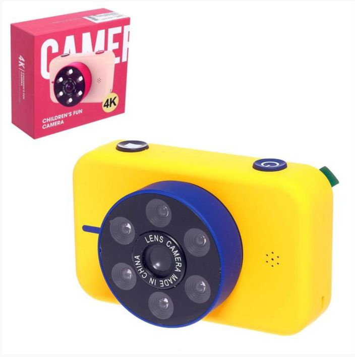 Детский цифровой фотоаппарат / Карта памяти 32G / 4K HD Экшн-камера, желтый  #1