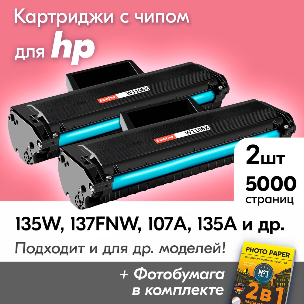Лазерные картриджи для HP Laser 135W, 137FNW, 107A, 135A, 107W, 135WR, 107WR и др., комплект из 2 шт., #1