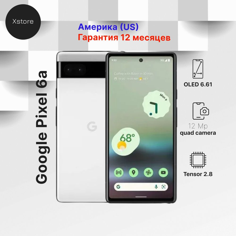 Google Смартфон Pixel 6a USA 6/128 ГБ, белый #1