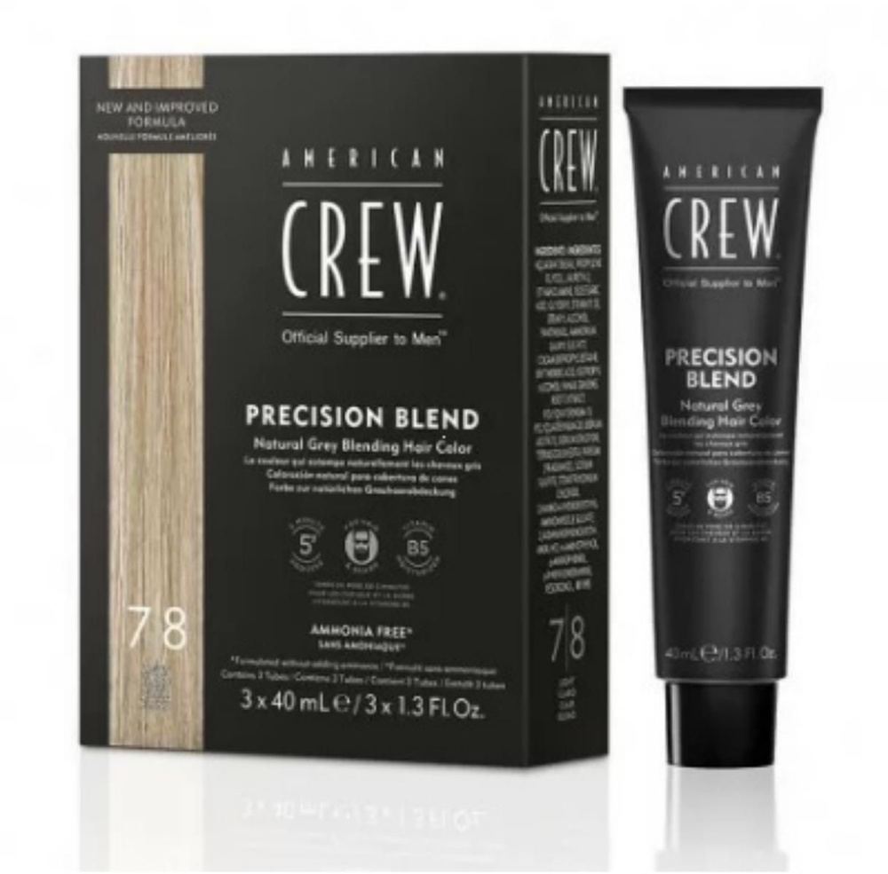 American Crew Precision Blend - Краска для седых волос для бороды и усов светлый оттенок 7/8 3*40 мл #1