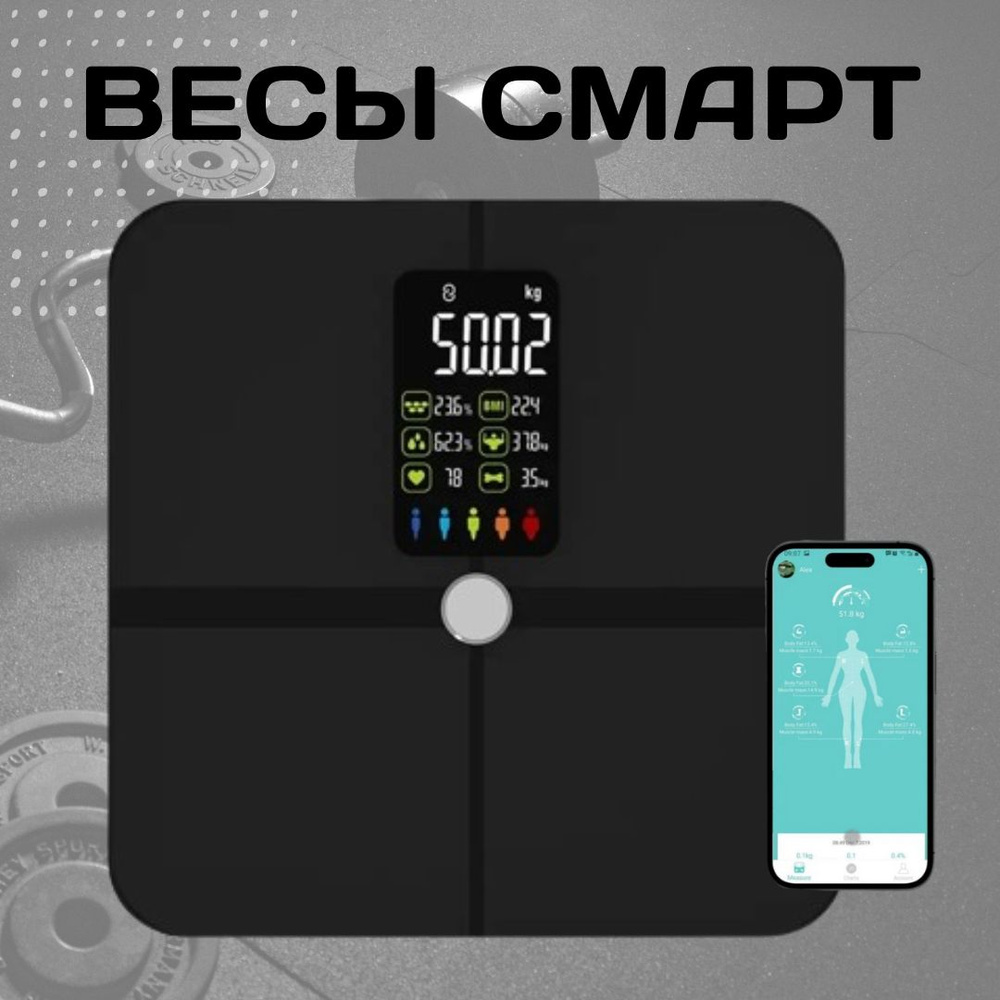 Напольные весы Весы напольные со smart индикатором, нагрузка 180 кг, точность 100 г. Уцененный товар #1