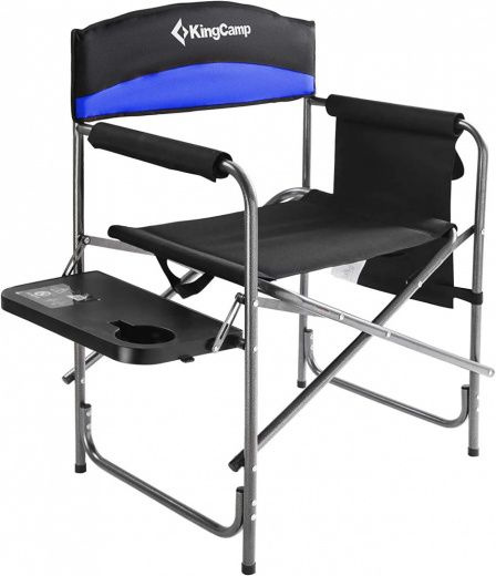 Кресло туристическое раскладное со спинкой KingCamp Director Chair, черный-синий  #1