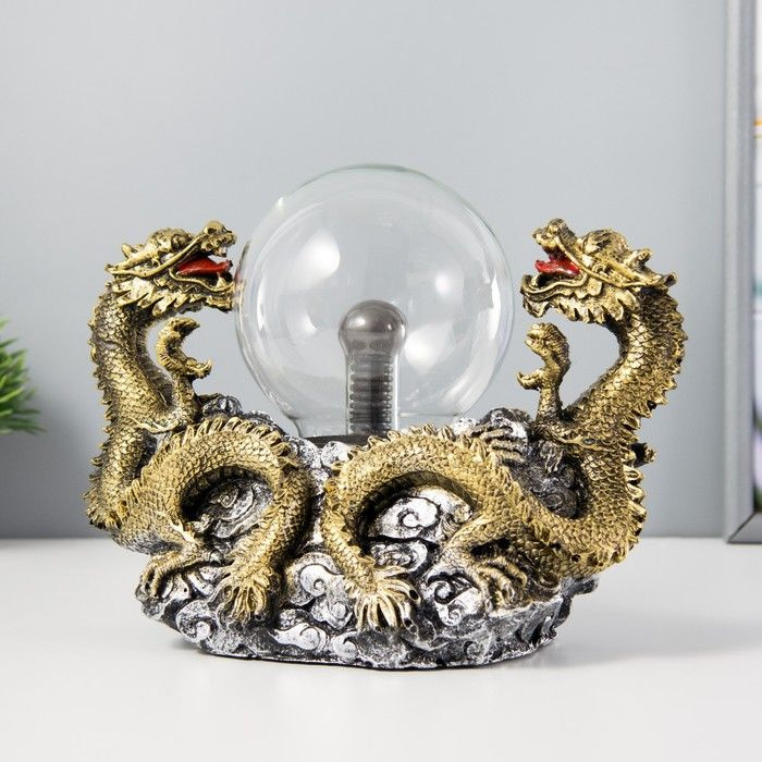Плазменный шар Risalux "Драконы", Золото, 23х12х18 см #1