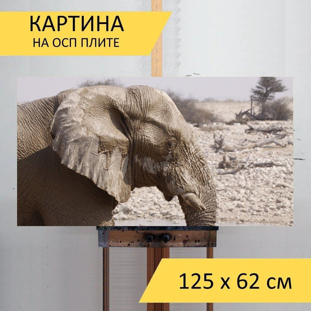 LotsPrints Картина "Слон, животное, толстокожий 41", 125  х 62 см #1