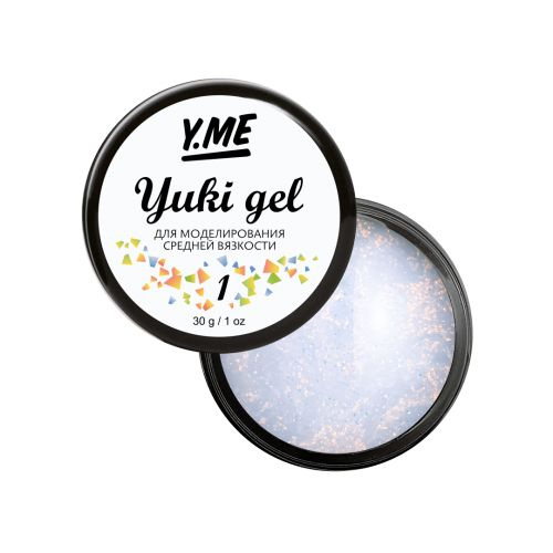 Y.ME Гель моделирующий Yuki Gel 01 (белый) 30 мл / с хлопьями юкки, для наращивания и укрепления ногтей #1