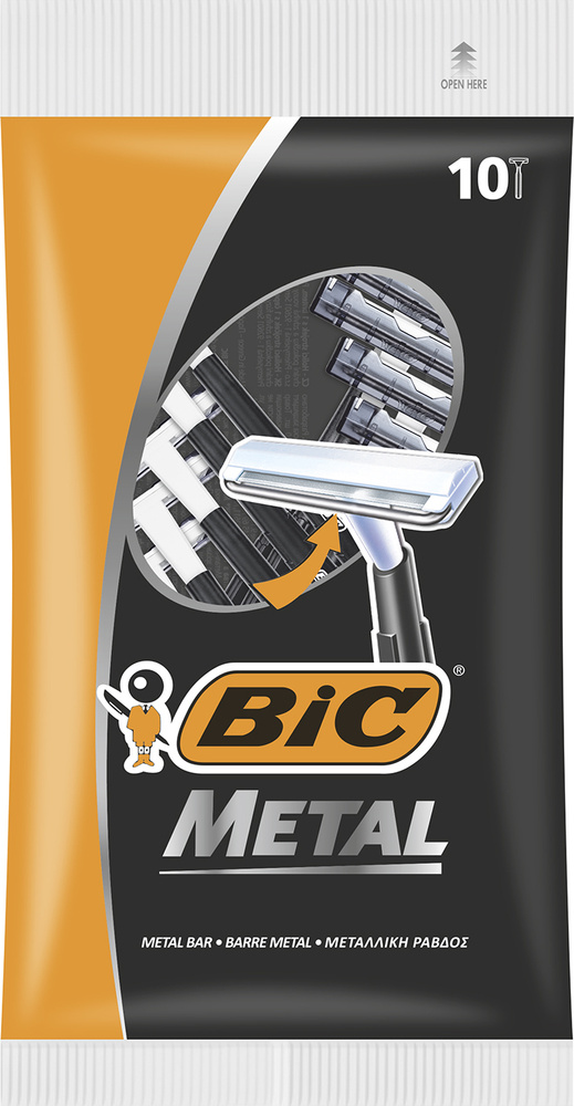 BIC Бритва мужская одноразовая, 1 лезвие, защитная металлическая полоска, Metal, уп. 10 шт.  #1