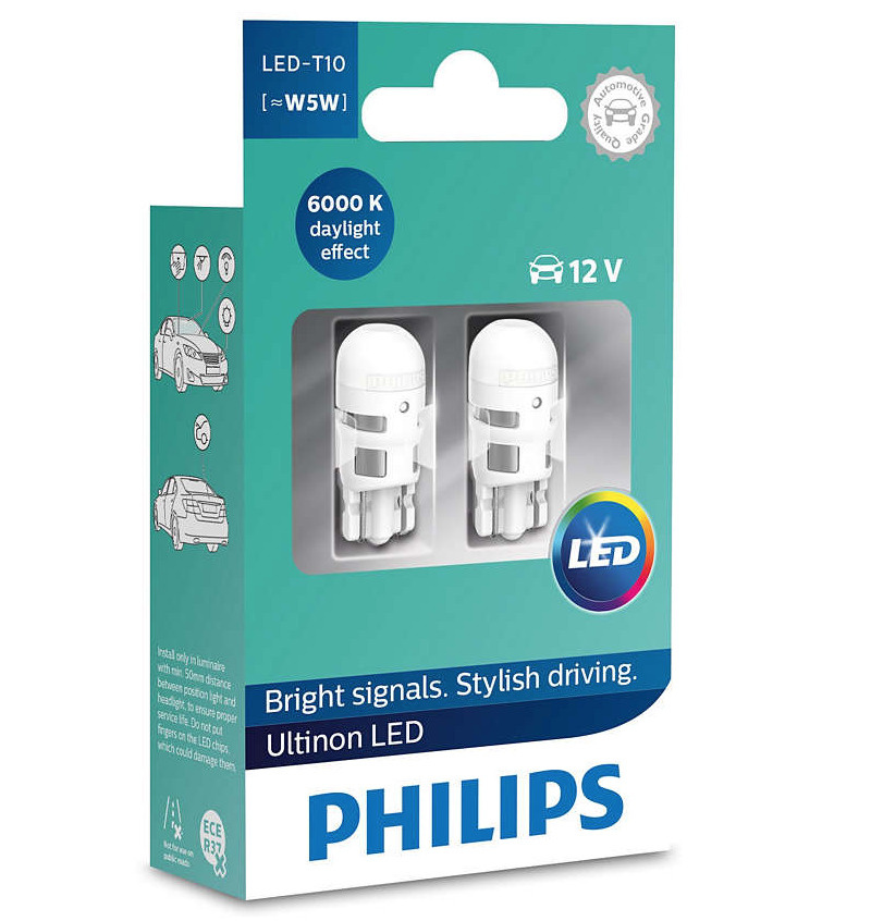 Philips Лампа автомобильная W5W, T10, 2 шт. арт. 11961ULWX2 #1