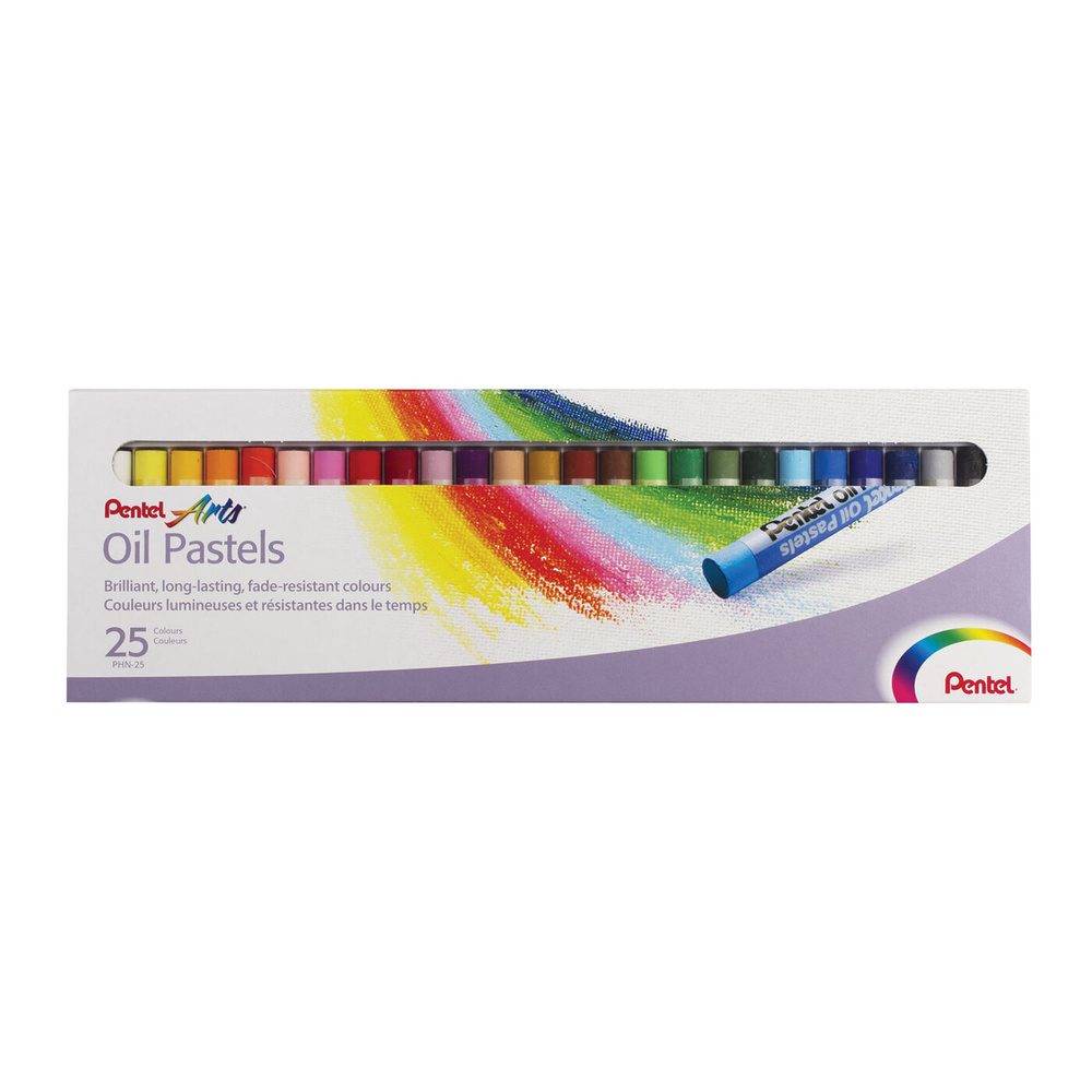 Пастель масляная художественная Pentel Oil Pastels, 25 цветов, круглое сечение, картонная упаковка, PHN4-25 #1