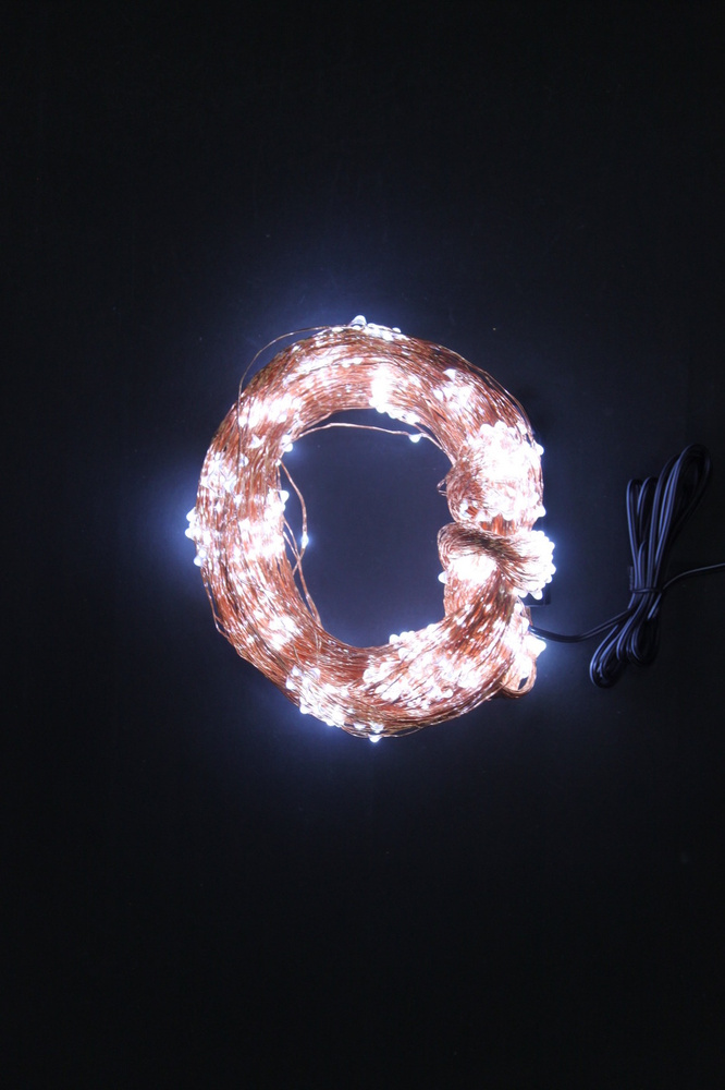 Гирлянда Нить Роса, провод медного цвета, 1000 LED холодных белых (мини) на 50 нитях длиной 2 метра  #1