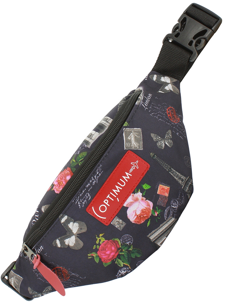 Поясная сумка на пояс женская мужская для девочки мальчика Optimum Mini Custom, цветы  #1