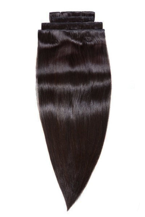 Натуральные волосы на заколках тон 1с черно-коричневый 40 см 90г  #1