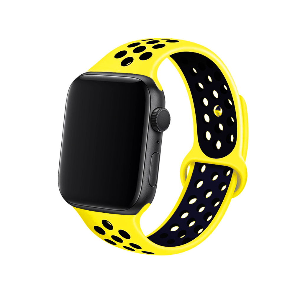 Силиконовый спортивный ремешок для смарт часов Apple Watch (Эпл Вотч) (series 1-6) 42/44 mm с перфорацией, #1