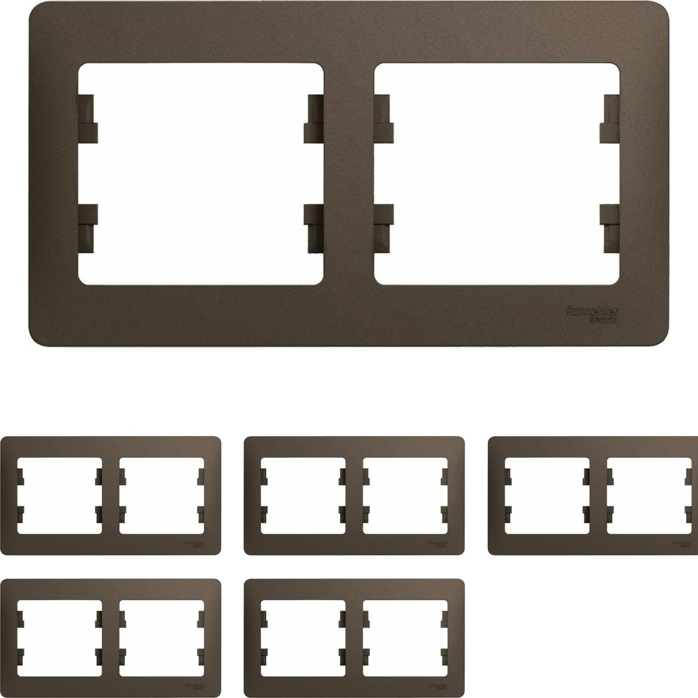 Рамка Schneider Electric Glossa двухместная горизонтальная шоколад (комплект из 5 шт.)  #1