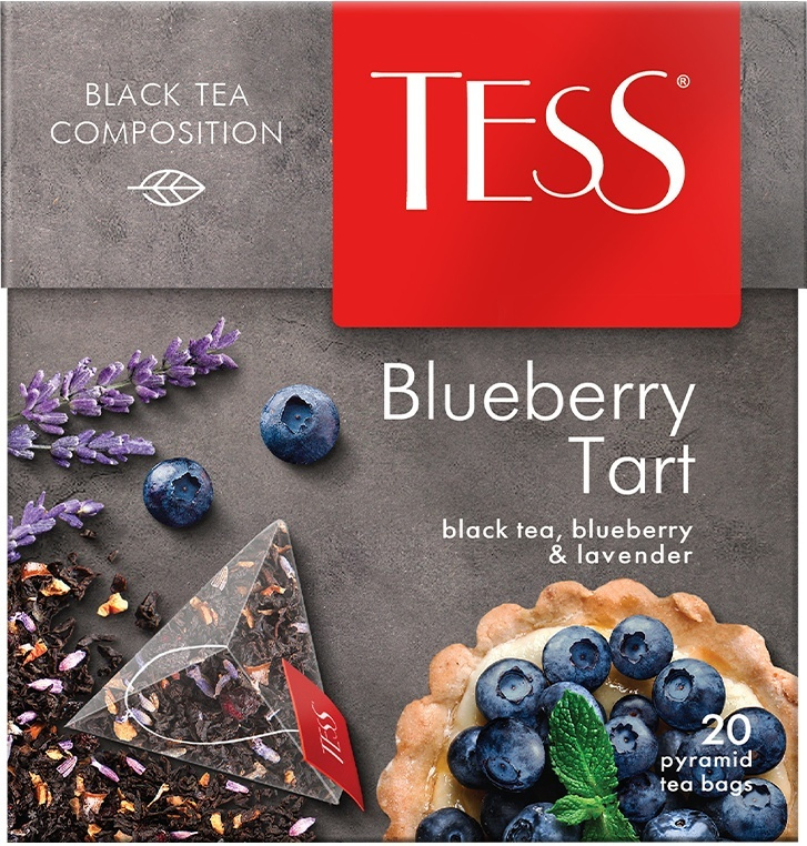 Чай в пирамидках черный Tess Blueberry Tart, с черникой и лавандой, 20 шт  #1