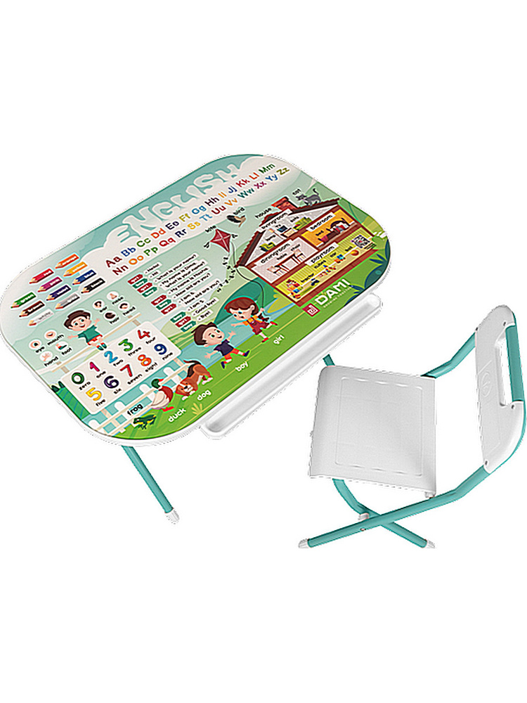Складной столик с регулировкой высоты и наклона столешницы и пластиковый стульчик для детей от 1 до 6 #1