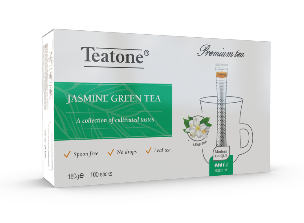 Зелёный чай с ароматом жасмина TEATONE в стиках для разовой заварки, (100шт*1,8г)  #1