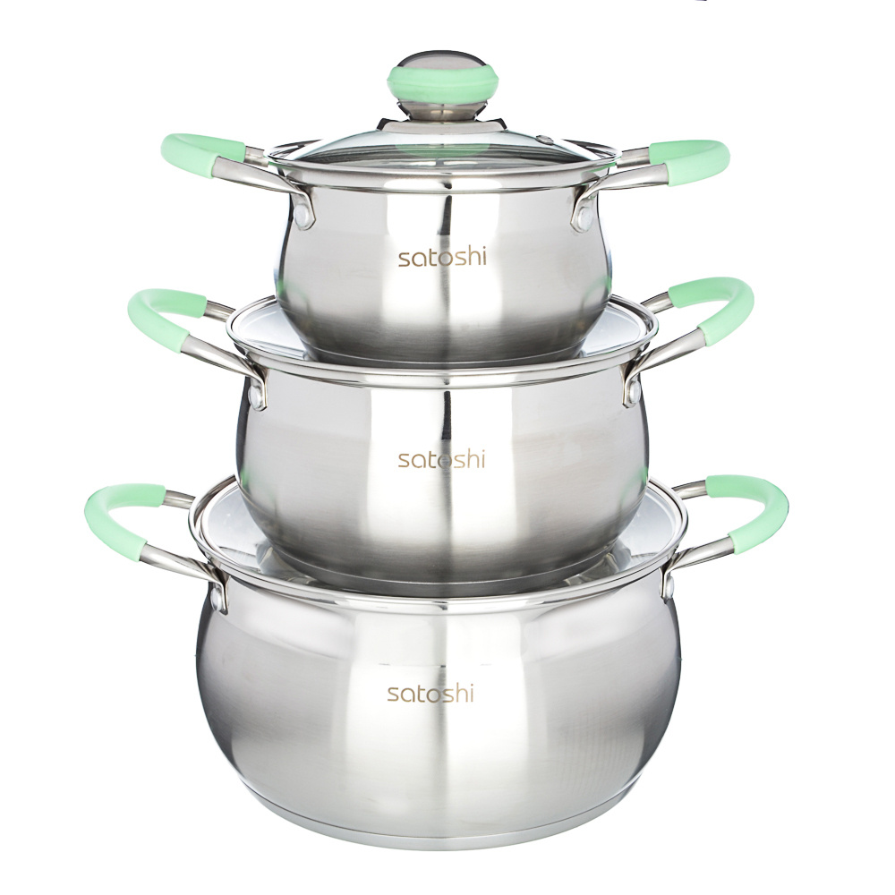 Набор кастрюль / посуды для приготовления SATOSHI Марли 6 предметов (1, 9л+3, 6л+6, 0л) со стекл. крышкой. #1