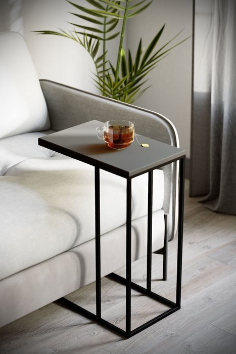 Журнальный придиванный столик Мебелик Агами графит/чёрный. Товар уцененный  #1