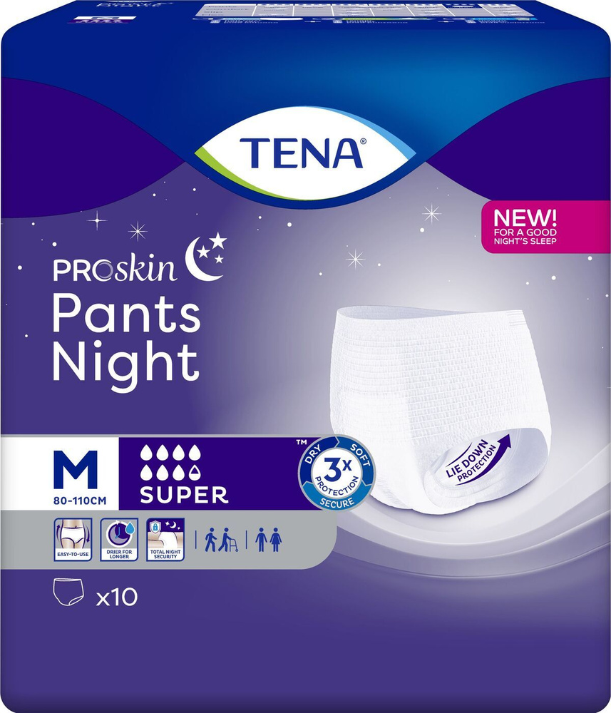 Подгузники-трусы ночные для взрослых Tena Pants Night Super M, 10 шт  #1
