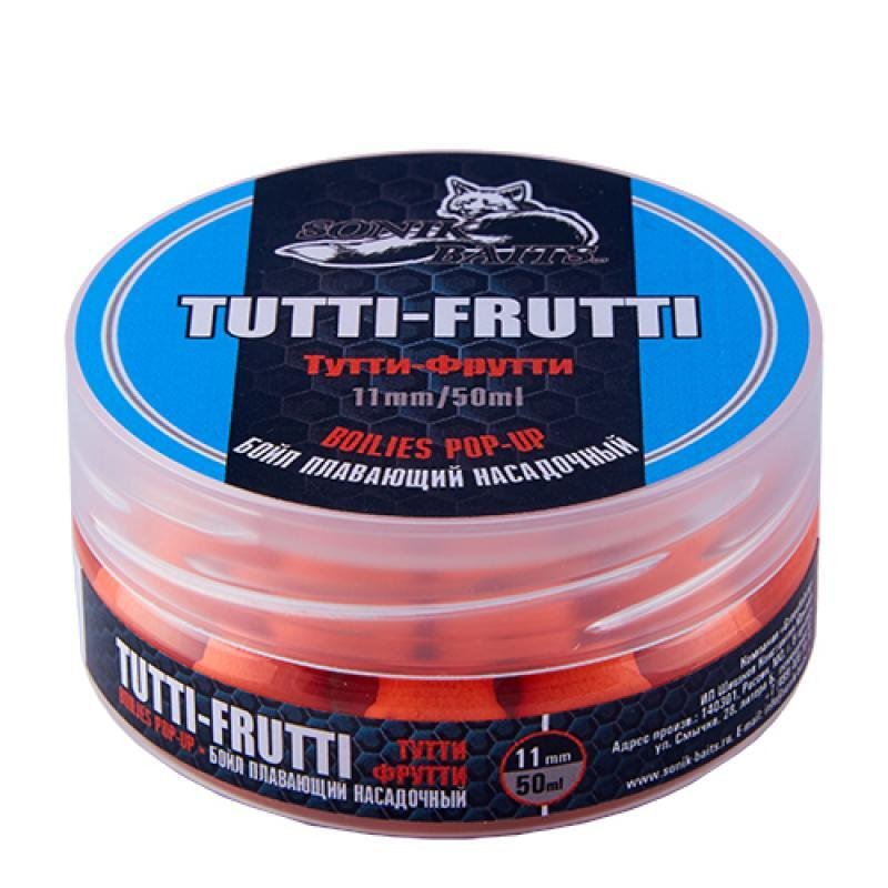 Бойлы насадочные плавающие Sonik Baits TUTTI FRUTTI Fluo Pop-ups 11мм 50мл (Тутти-Фрутти)  #1