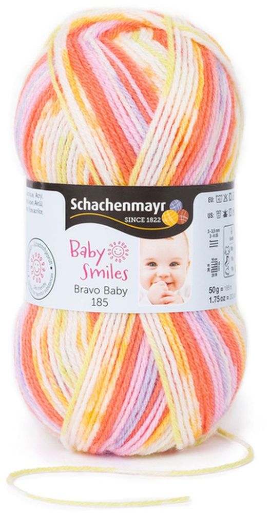 Пряжа Schachenmayr Baby Smiles Bravo Baby 185, 9801212_00198, оранжевый, розовый, желтый, 185 м, 50 г, #1