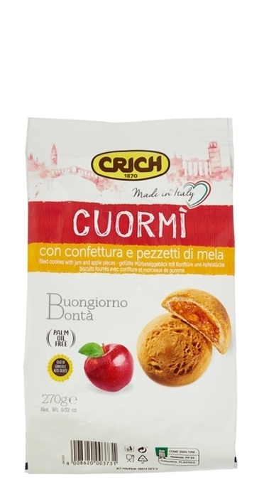 Печенье песочное CRICH "Cuor Mi Biscuits" с яблочным джемом, 270 г #1