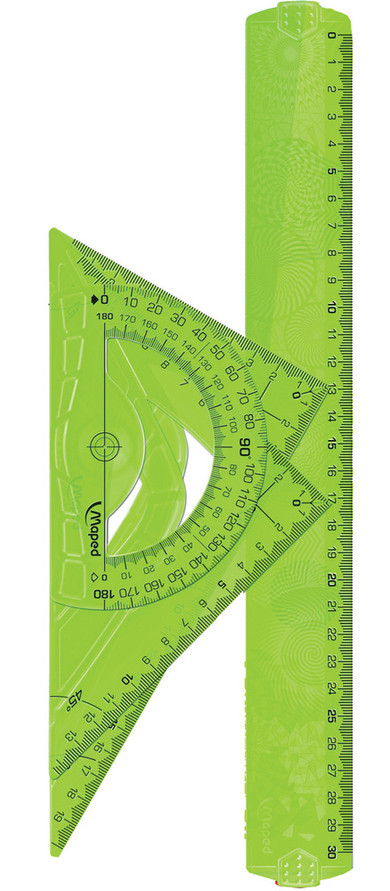 Набор геометрических инструментов MAPED Geocustom Макси: линейка 30см, угольники 21см, транспортир 12см, #1