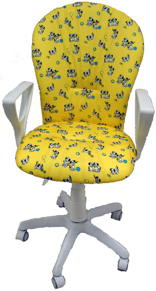 Кресло детское компьютерное "OAZIS" белый пластик, ткань долматинцы, пиастра, для детей, детский  #1
